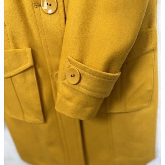 Tulle Anthropologie Pea Coat Women’s Sz S Retro 60s Wool Blend Mustard Jacket - Picture 3 of 11